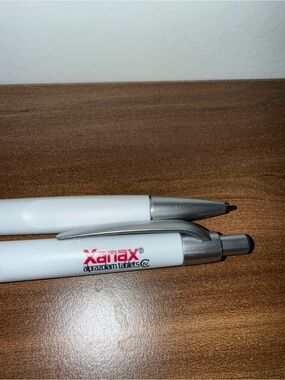 Xanax Retro Pharma Merch - White and Silver Ballpoint Pen